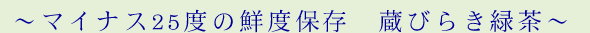 ～マイナス25度の鮮度保存　蔵びらき緑茶～